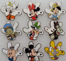 Disney Pins 2013 Hidden Mickey White Glove Silhouette SET - 8 Pins