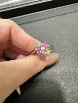 10k NAT DIAMOND STONE PINK RING