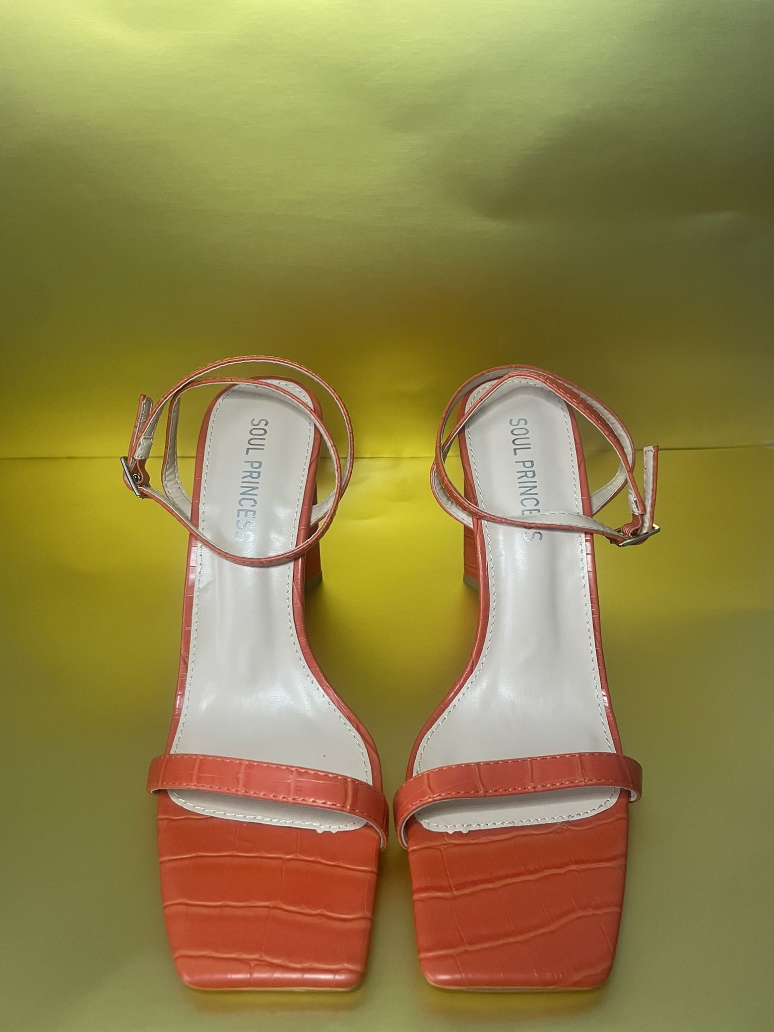 Burnt Orange Croc-Effect Heels