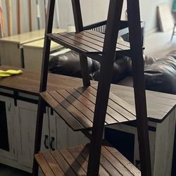 Balinese Wood Foldable Ladder Shelf