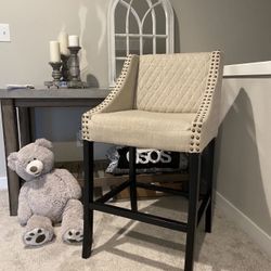 Upholstered Accent Bar stool Fabric Nailhead trim chair