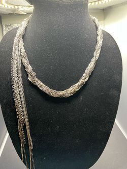 Silver Multi-Strand Twisted Chain Necklace