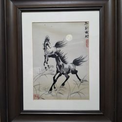 Vintage Xu Beihong Two galloping horses