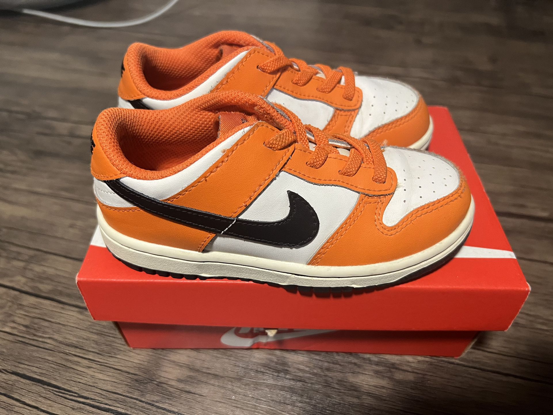 Gently Used Toddler Boy Nike Dunks Low Orange 