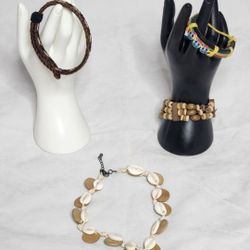 Handmade Wood Inspired Jewerly Bundle. 1 Necklace & 3 Braclets In This Bundle