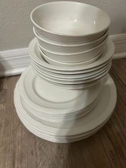 White plates and bowls.