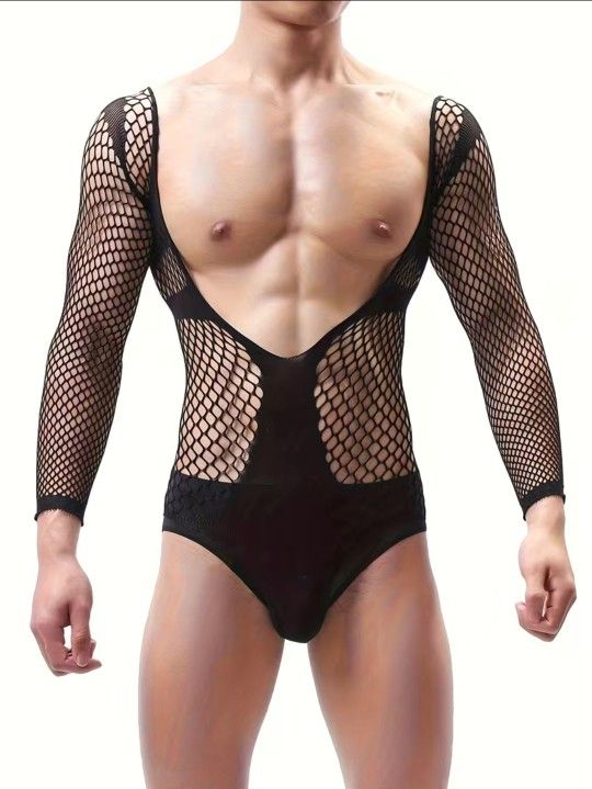 Men Sexy Hot Hollow See Thru Bodysuit