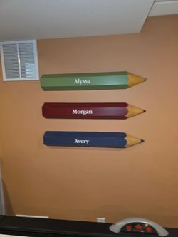 Large Personalized Heavy Wooden Pencil Wall Decor Pottery Barn