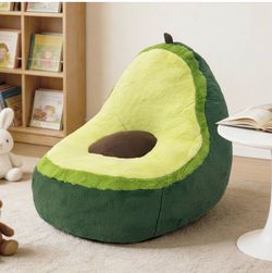 Avocado Lounge Chair Kids Plush Faux Fur Foam Seat Soft Cozy Green Chair (contact info removed)