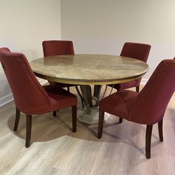 Marble Dining Table And Four Chairs 