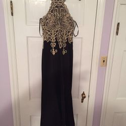 BEADED (front/back) LONG BALL DRESS GOWN - worn ONCE - size 3/4