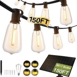 ✨ 150 FT Solar LED Outdoor String Lights – $40 FIRM ✨  Upgrade your backyard with beautiful warm Edison-style lighting—no outlet needed!  ☀️ Solar Pow