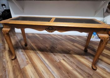 Wood Coffee Table with Glass Top Inserts