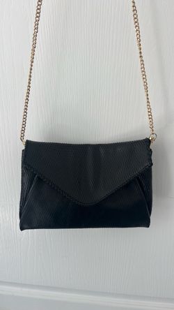Black Envelope Clutch with Gold Chain Strap
