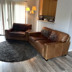 Leather Couch & Extra Wide Chair