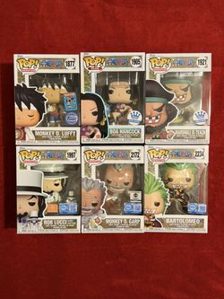 Funko Pop One Piece Luffy, Boa Hancock, Blackbeard, Rob Lucci, Garp & Bartolomeo Bundle