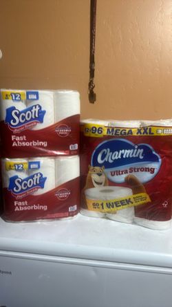 Scott paper towels and Charmin toilet paper