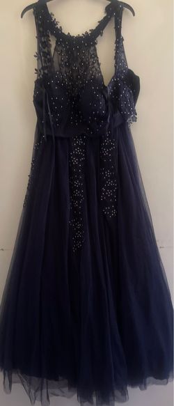 Dark blue two piece prom dress