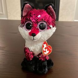 2018 Ty Flippables Jewel the Pink and Silver Fox NWT Plush Toy Stuffed Animal 6” 
