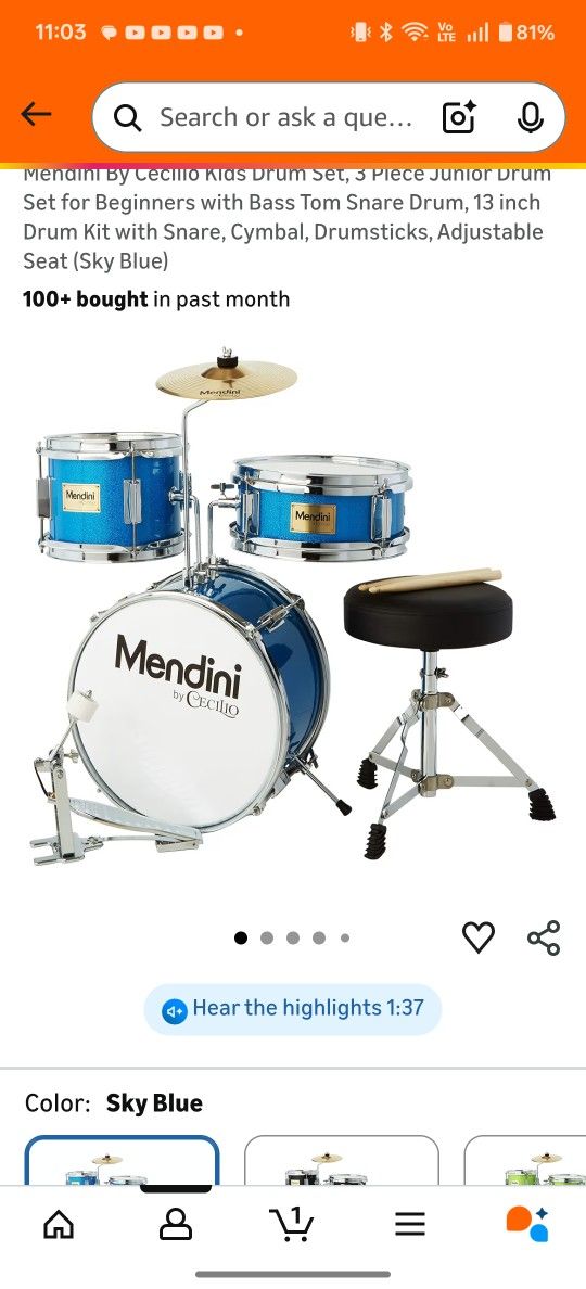Mendini By Cecilio Drum Set.