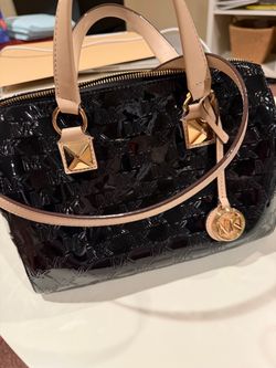 Michael Kors Black Patent Monogram Satchel