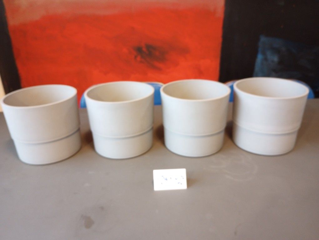 (4) Grey IKEA Nypon Plastic Plant Pots 