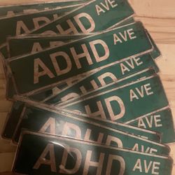 Metal ADHD AVE wall Sign 