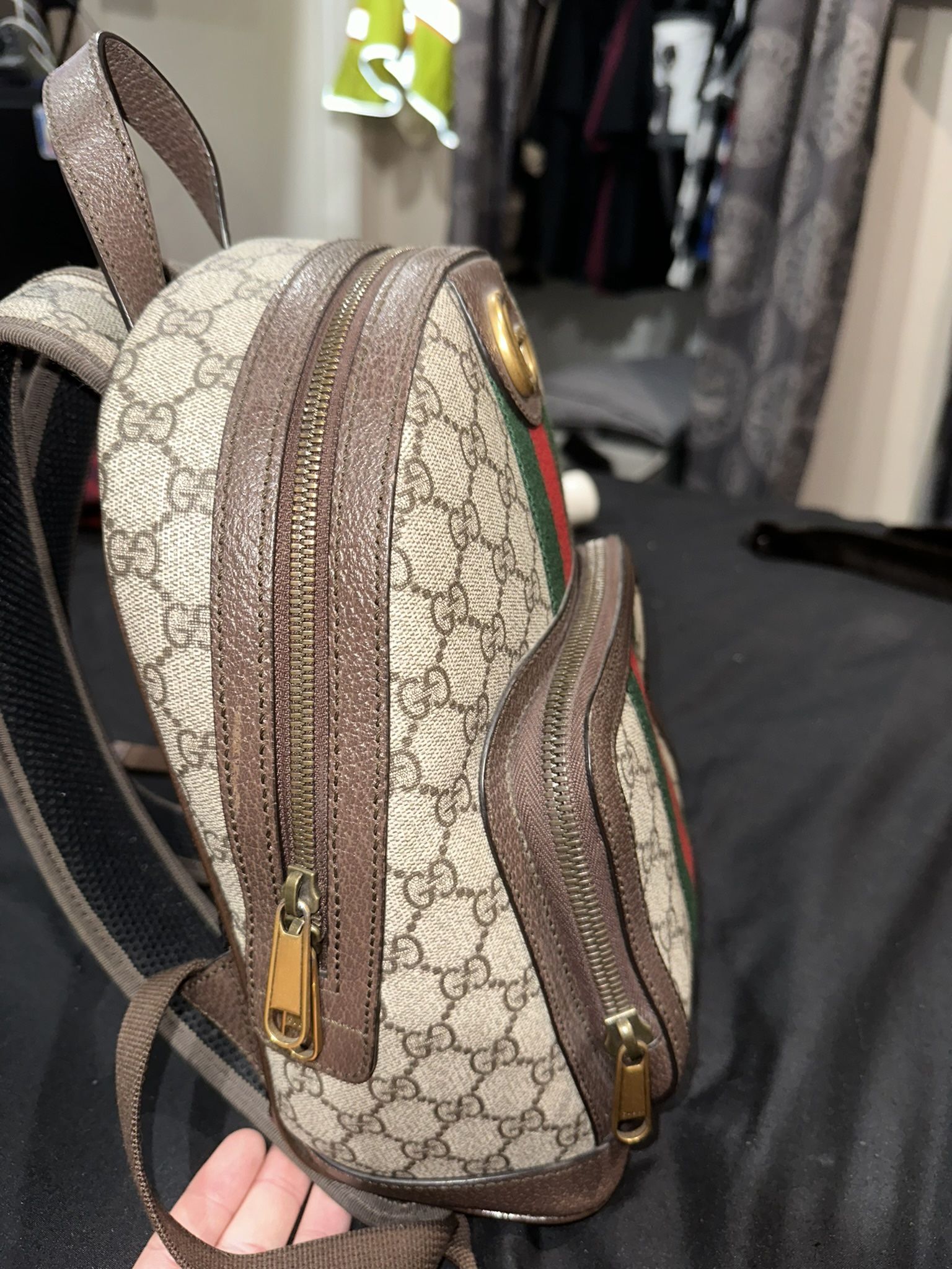 gucci knockoff mini.backpack Ophidia Small GG Supreme Canvas Backpack Beige 547965 Double top zip closure Gucci Backpack for Sale in
