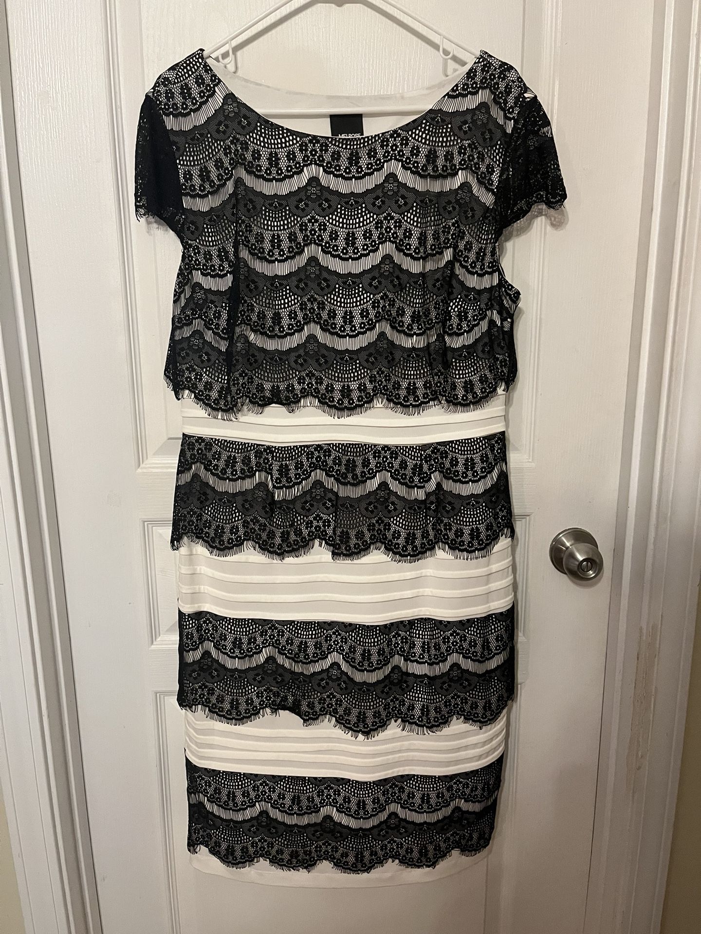 Melrose Black & White Lace Dress