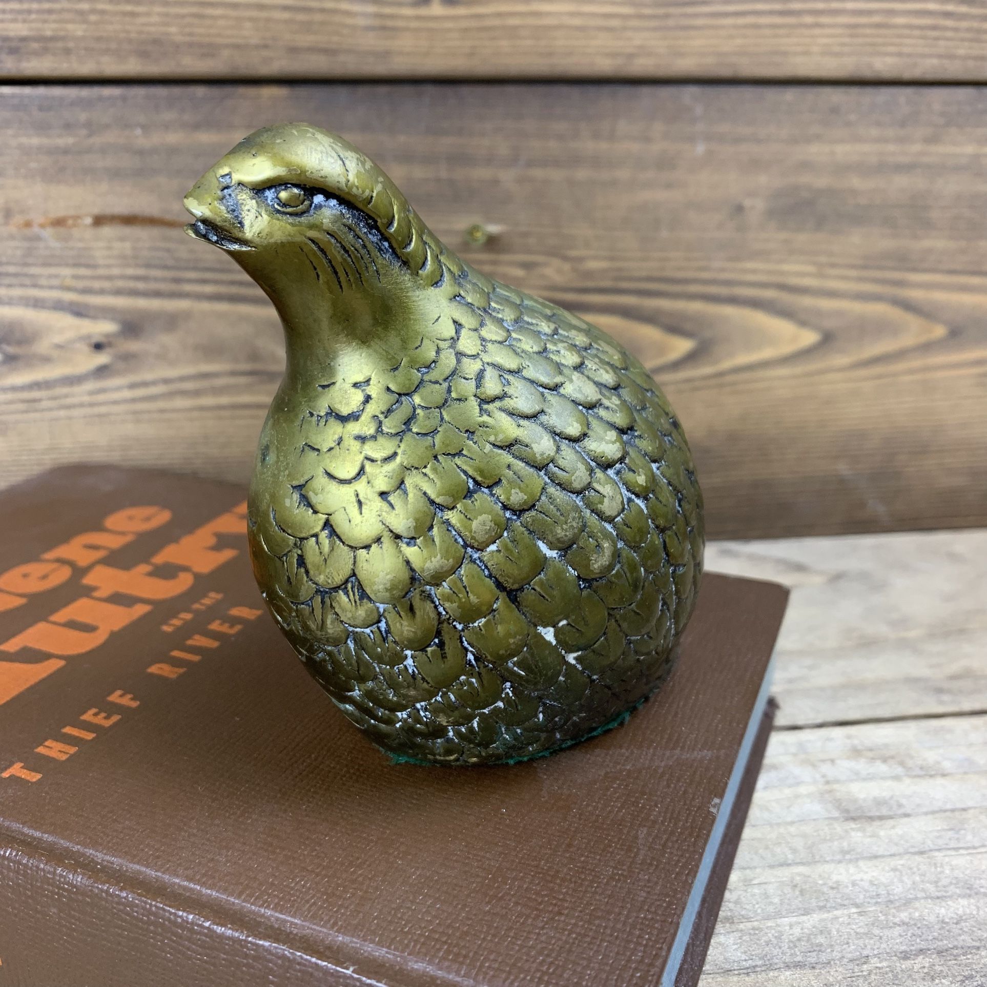 Small Vintage Brass Quail (4” x 4.25”)