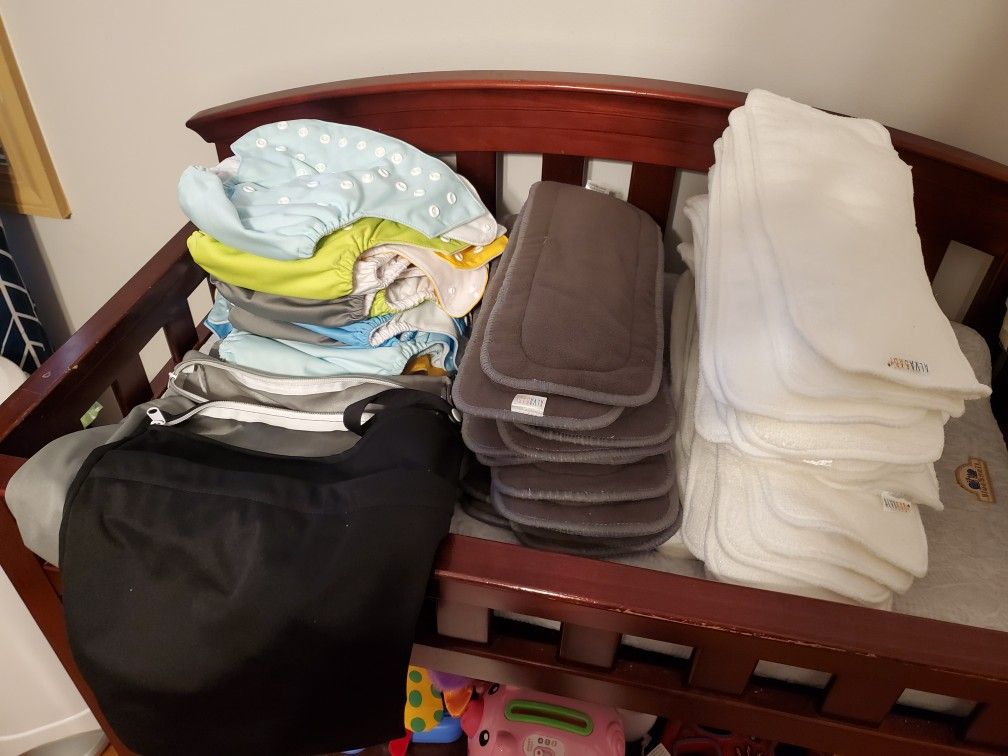Cloth Diapers, Charcoal Inserts, Wet Dry Bags