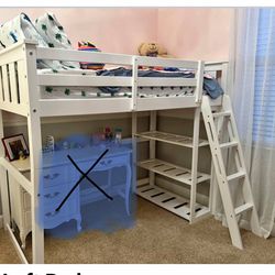 Twin Loft Bed With Shelving White