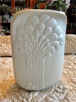 White Matte Porcelain Vase with Relief Design