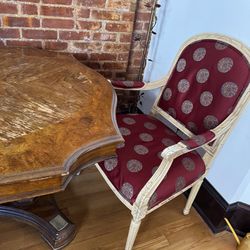 Red upholstered & wood Chair