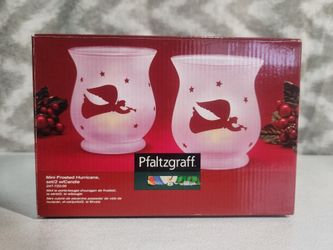 Pfaltzgraff Christmas Angel Mini Frosted Hurricane Candle Holder Gift