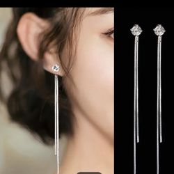 Elegant Silver Diamond Earrings