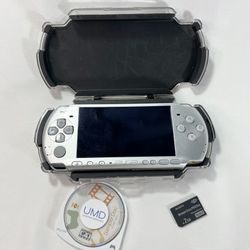 Sony PSP 3001 Portable PlayStation Handheld Silver Console Bundle Tested