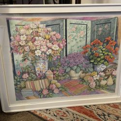 ARTHUR BYRNE "ROSES WITH SCREEN” FRAMED DRAWING W/CERTIFICATE OF AUTHENTICITY