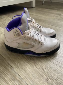 Air Jordan 5 White Purple High-Top Sneakers