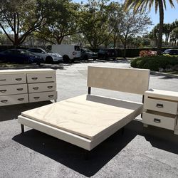 Beautiful Bedroom Set Queen Size Solid Wood Beige Color Like New by Brazil Furniture