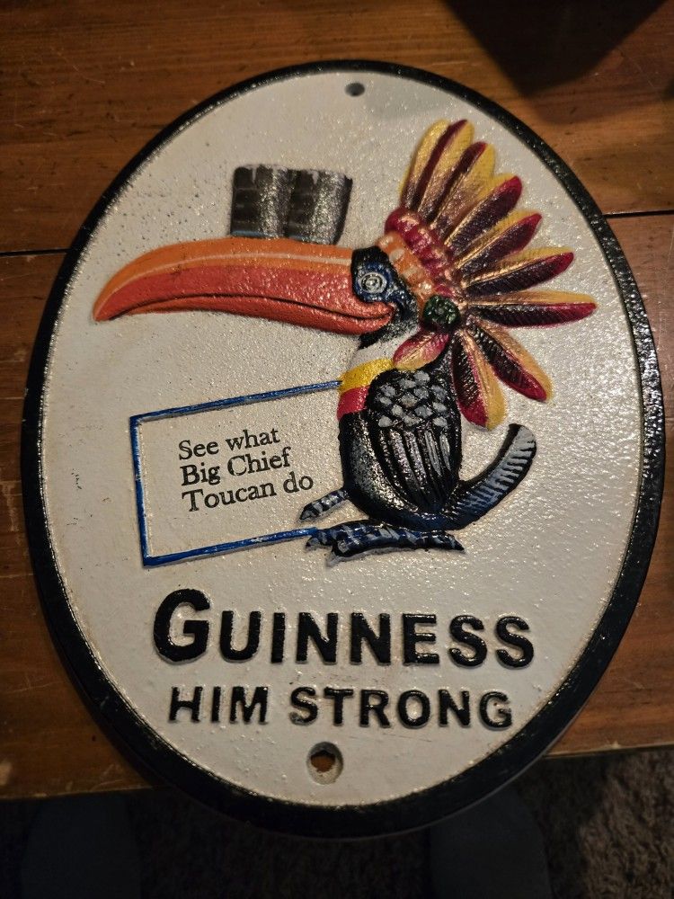 Cast Iron Guinness Toucan Advertising Sign