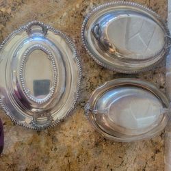 Vintage silverplated covered dish set