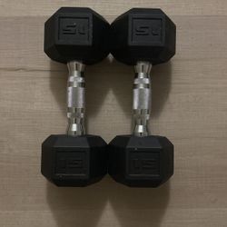15lb Rubber Hex Dumbbell Set