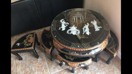 Asian tea table with stools