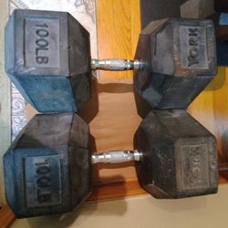 100lb Rubber Hex Dumbbells--