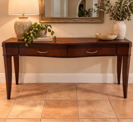 Elegant Dark Wood Console Table with Drawers