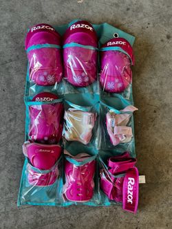 shin guards pink razor brand knee elbow hand guard safety gear with organizer youth