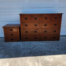60" Modern Wood Brown Dresser Chest + Nightstand End Table Dovetail Bedroom Furniture Set _ All Drawers Slide Smoothly