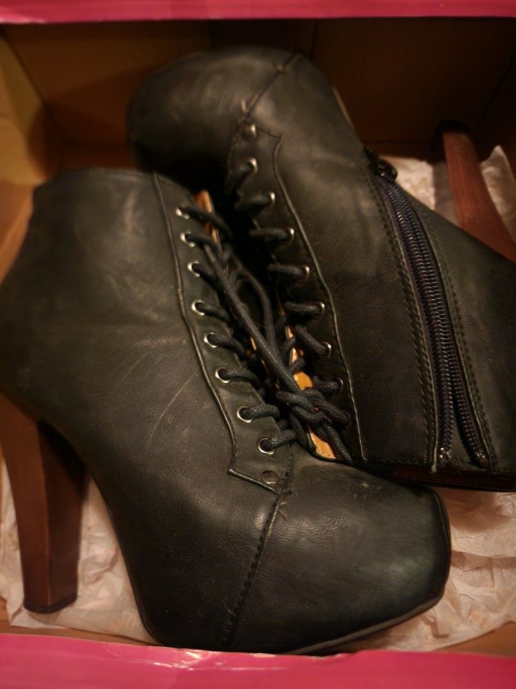 Cute Black Heel Booties