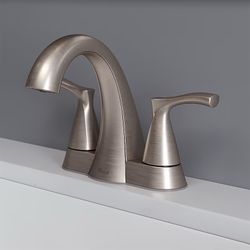 Pfister Masey Brushed Nickel Faucet 4-in centerset 2-handle WaterSense Mid-arc